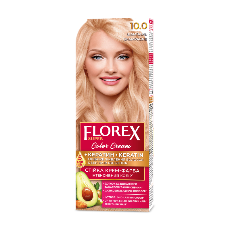Уцінка! Стійка крем-фарба для волосся Florex Super 10.0 Шампань, 100 мл